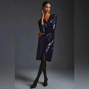 By Anthropologie Twist-Front Sequin Dress